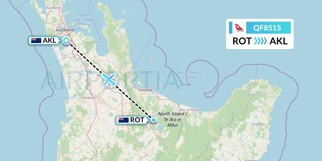 QF8515 Qantas Flight Map: Rotorua to Auckland