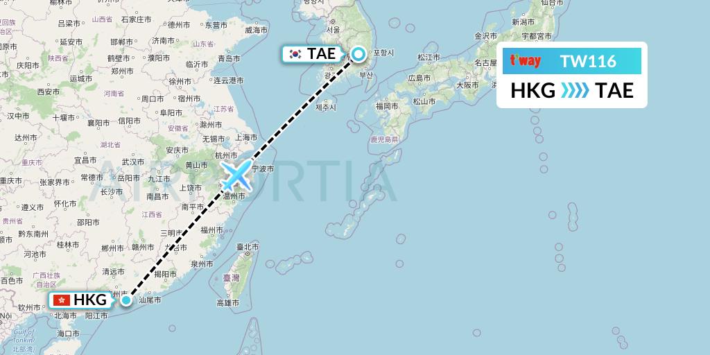 Tw116 Flight Status T Way Air Hong Kong To Daegu Twb116