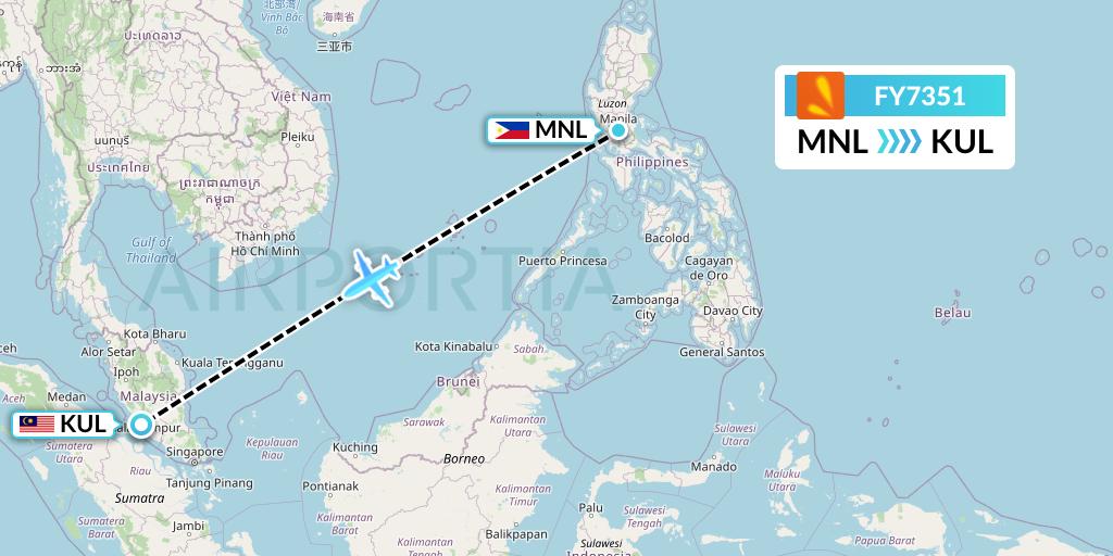 FY7351 Firefly Flight Map: Manila to Kuala Lumpur