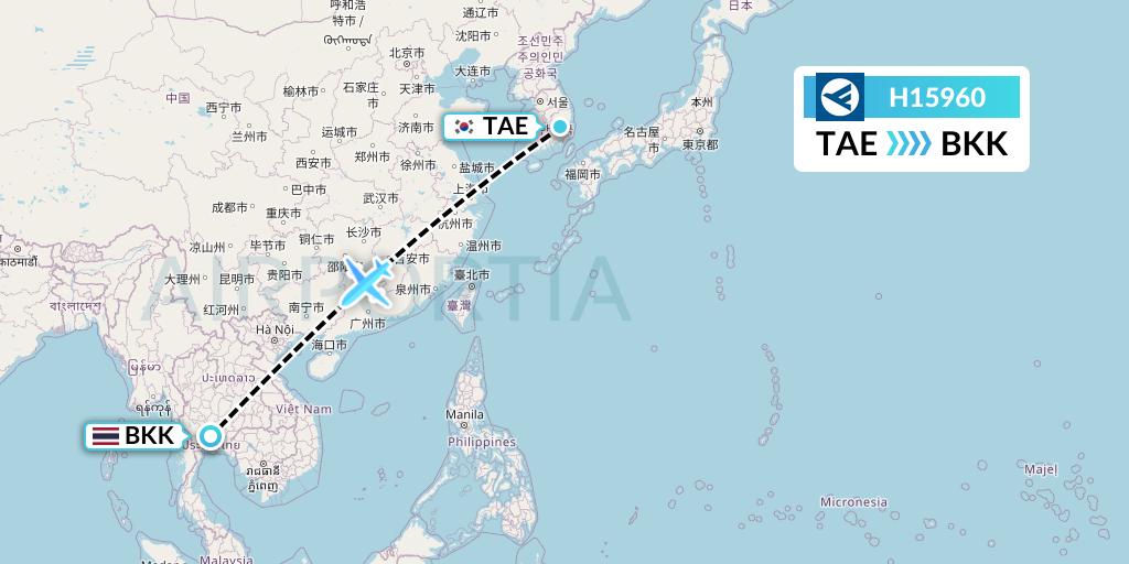 H15960 Hahn Air Systems Flight Map: Daegu to Bangkok