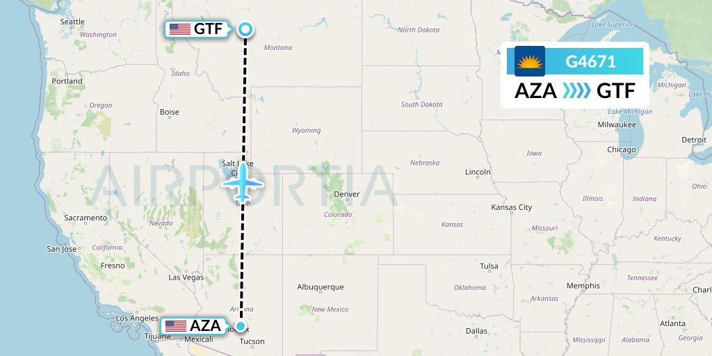 G4671 Allegiant Air Flight Map: Phoenix to Great Falls