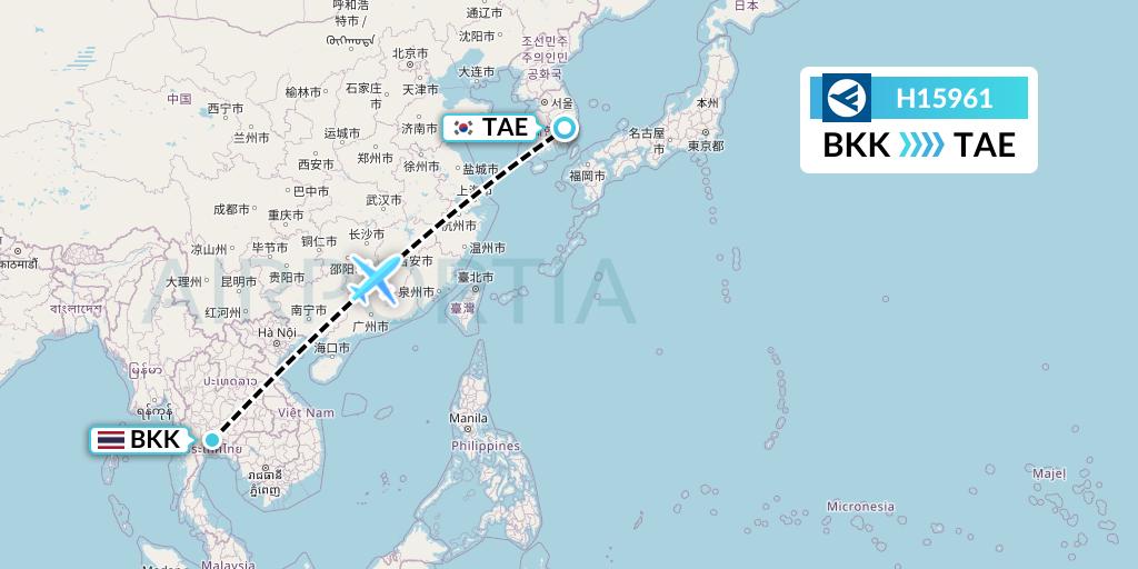 H15961 Hahn Air Systems Flight Map: Bangkok to Daegu