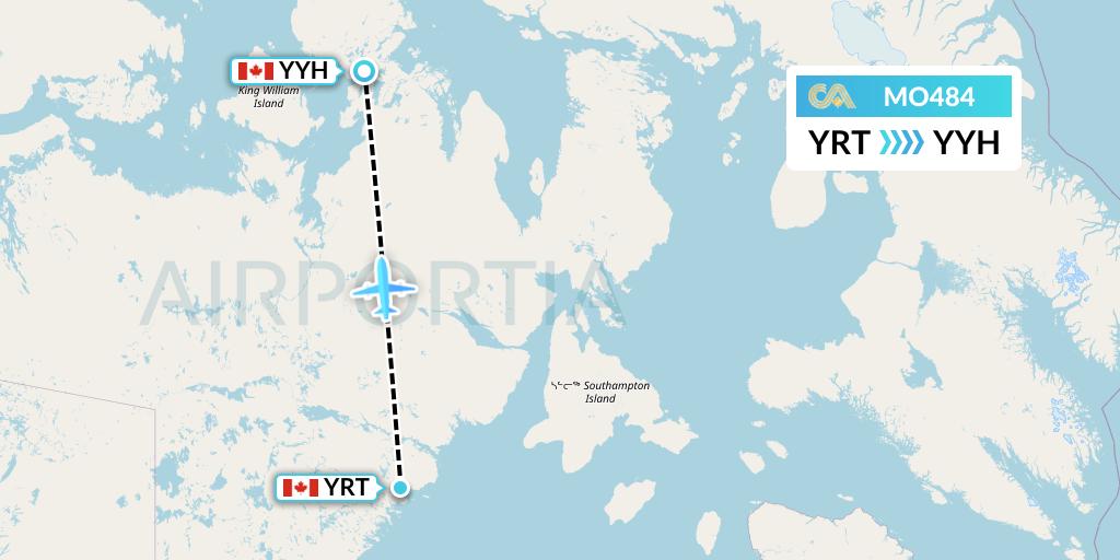 MO484 Calm Air Flight Map: Rankin Inlet to Taloyoak