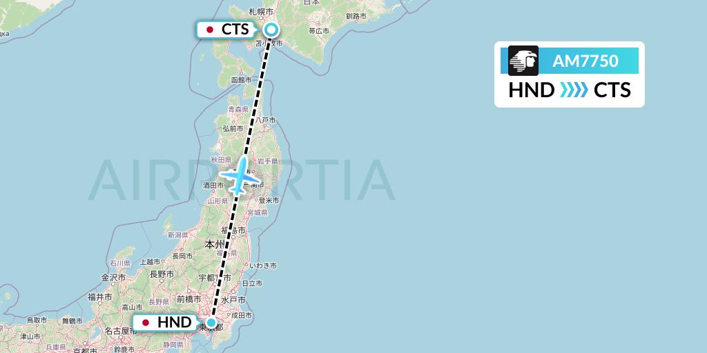 AM7750 Aeromexico Flight Map: Tokyo to Sapporo