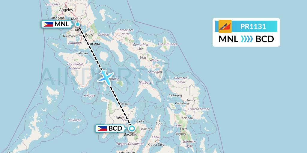 PR1131 Philippine Airlines Flight Map: Manila to Bacolod City