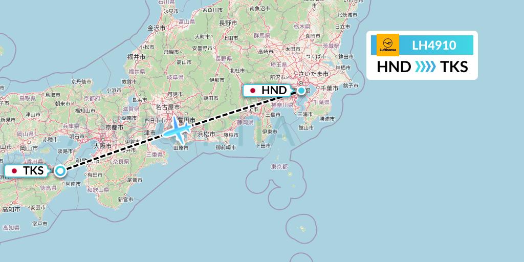LH4910 Lufthansa Flight Map: Tokyo to Tokushima