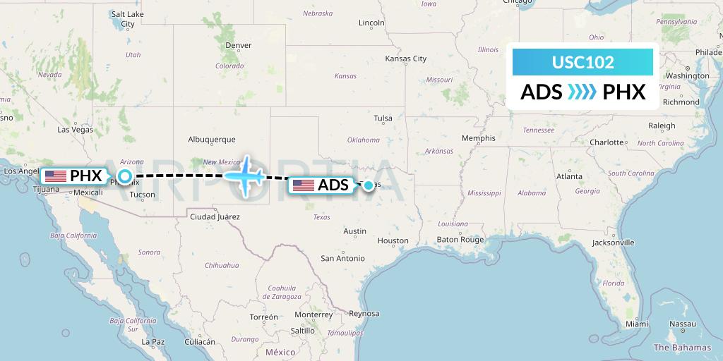 USC102 Airnet Express Flight Map: Dallas to Phoenix