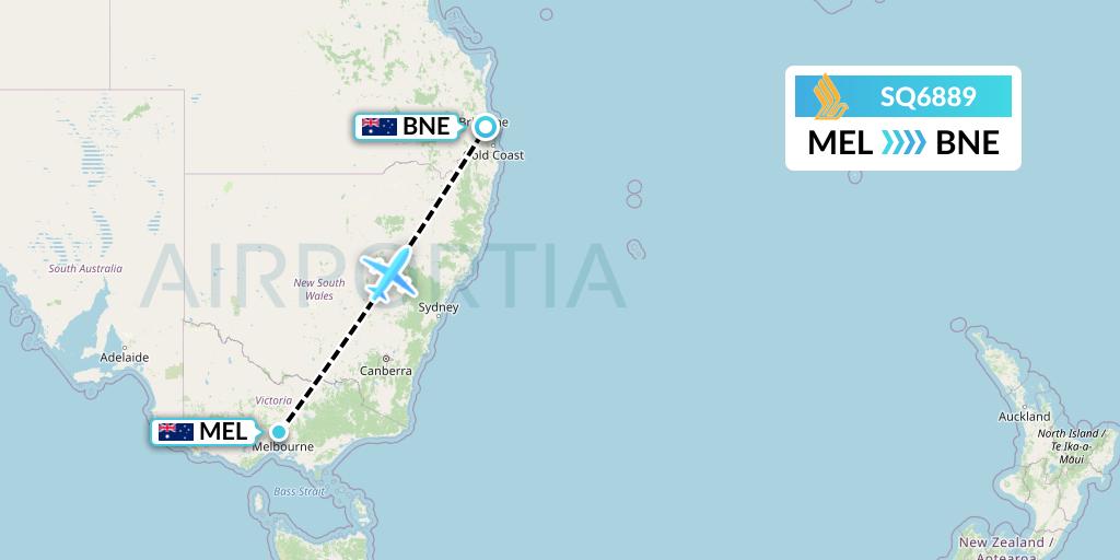 SQ6889 Singapore Airlines Flight Map: Melbourne to Brisbane