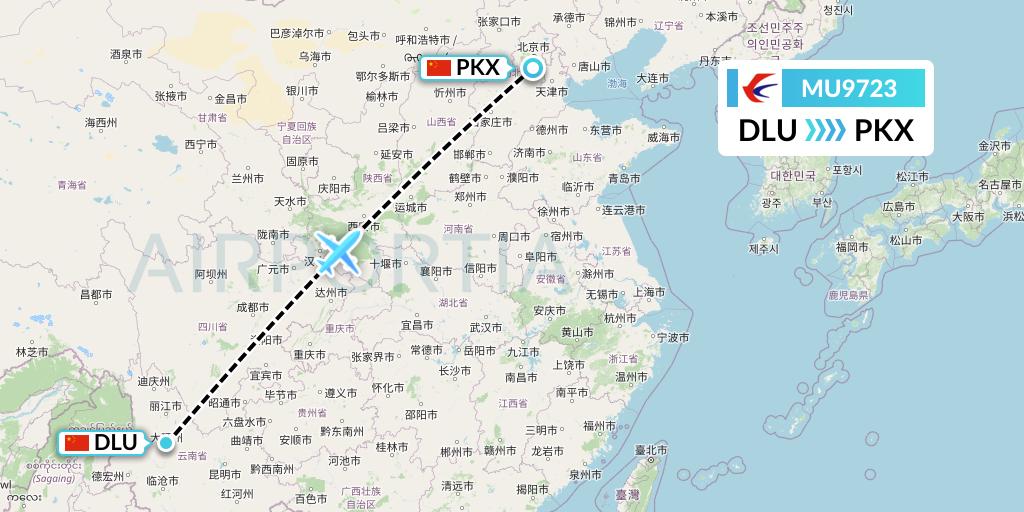 MU9723 China Eastern Airlines Flight Map: Dali to Beijing