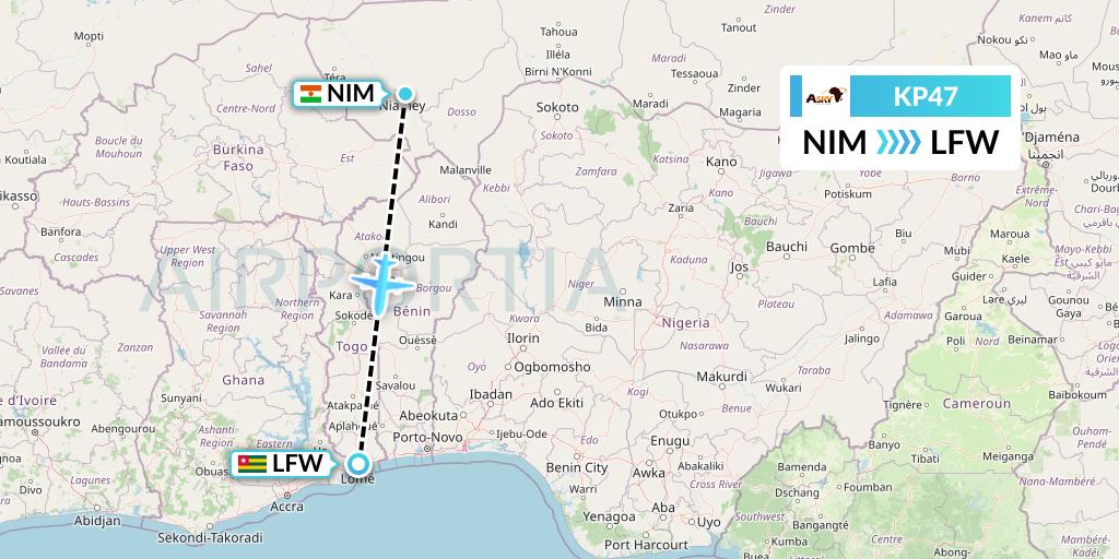 KP47 ASKY Flight Map: Niamey to Lome