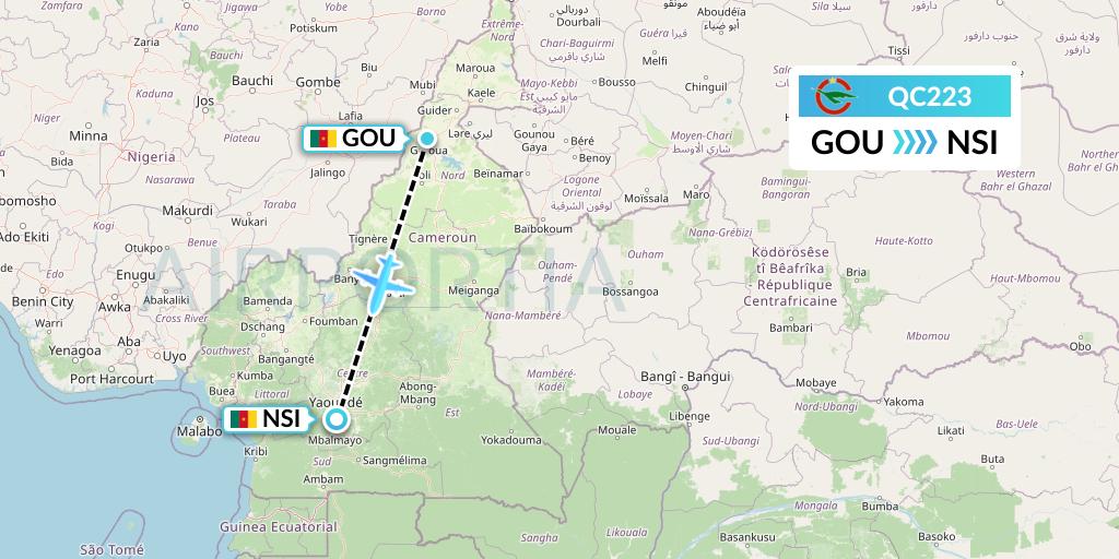 QC223 Camair-Co Flight Map: Garoua to Yaounde