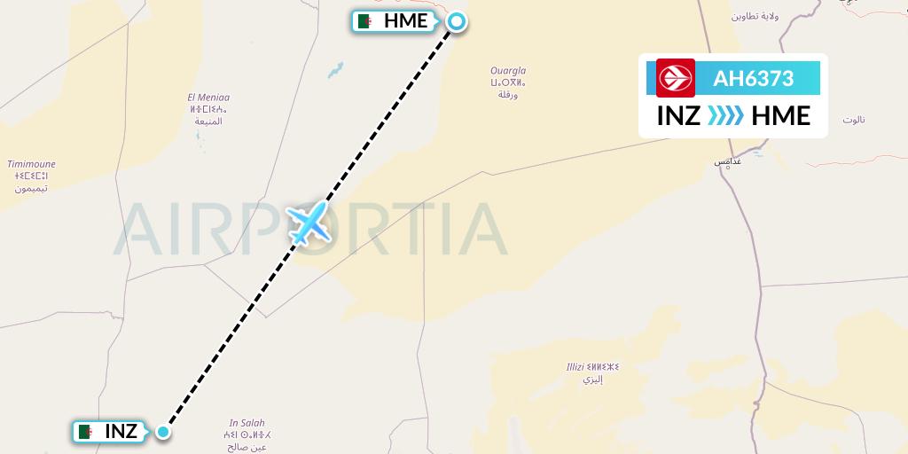 AH6373 Air Algerie Flight Map: In Salah to Hassi Messaoud