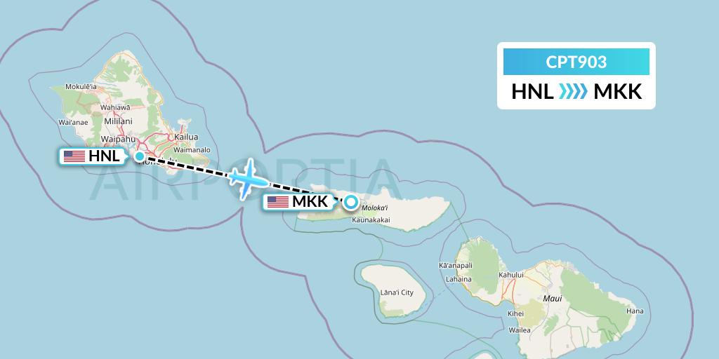 CPT903 Corporate Air Flight Map: Honolulu to Kaunakakai
