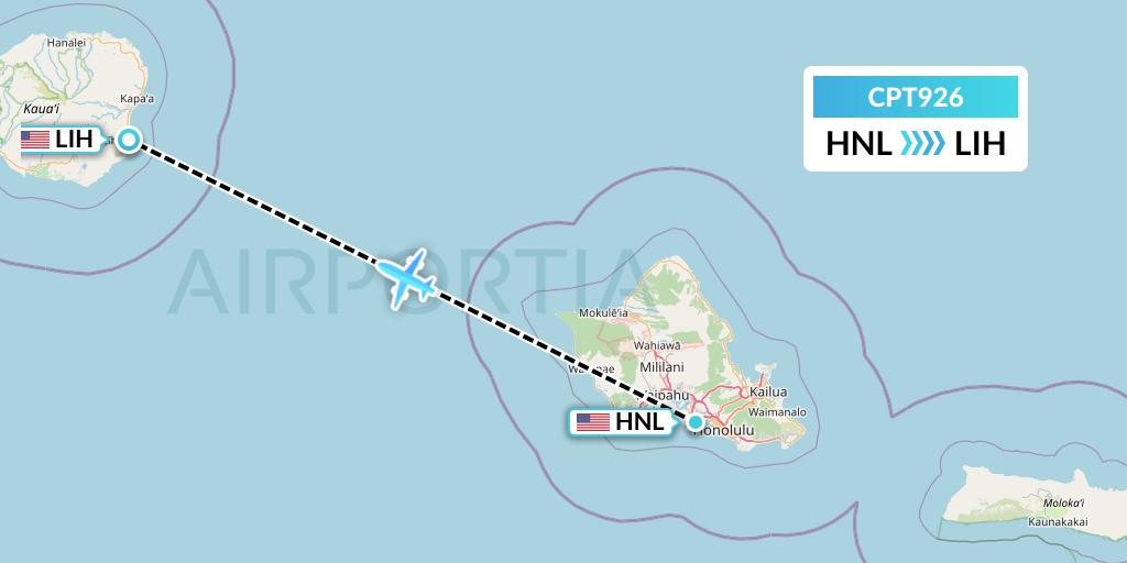CPT926 Corporate Air Flight Map: Honolulu to Lihue