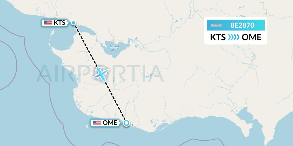 8E2870 Bering Air Flight Map: Brevig Mission to Nome