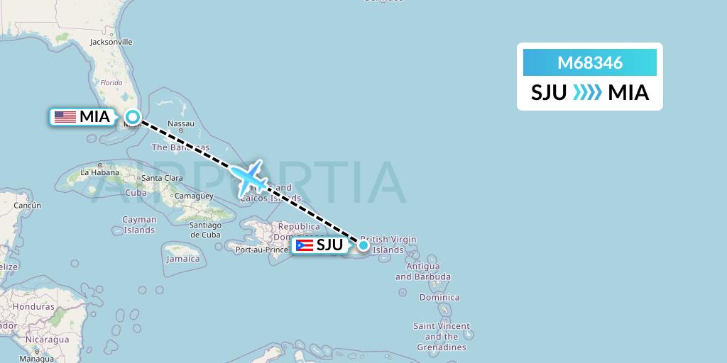 M68346 Amerijet International Flight Map: San Juan to Miami
