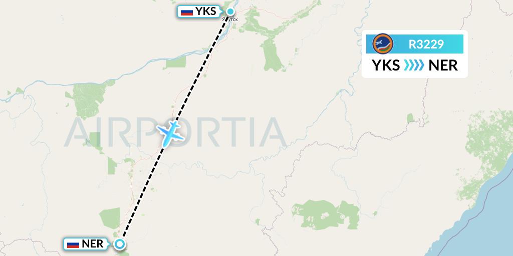 R3229 Yakutia Airlines Flight Map: Yakutsk to Chulman