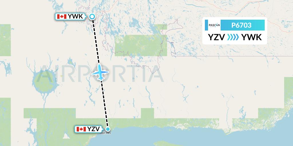 P6703 Pascan Aviation Flight Map: Sept-Iles to Wabush