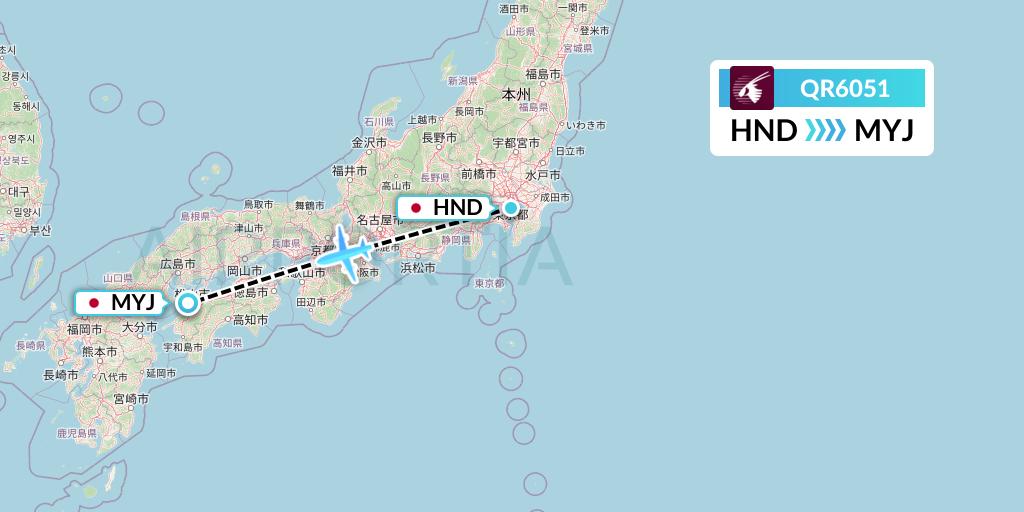 QR6051 Qatar Airways Flight Map: Tokyo to Matsuyama