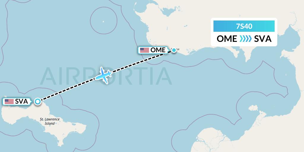 7S40 Ryan Air (USA) Flight Map: Nome to Savoonga