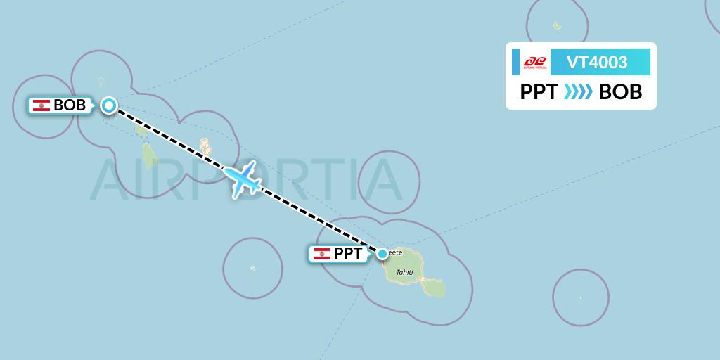 VT4003 Air Tahiti Flight Map: Papeete to Bora Bora