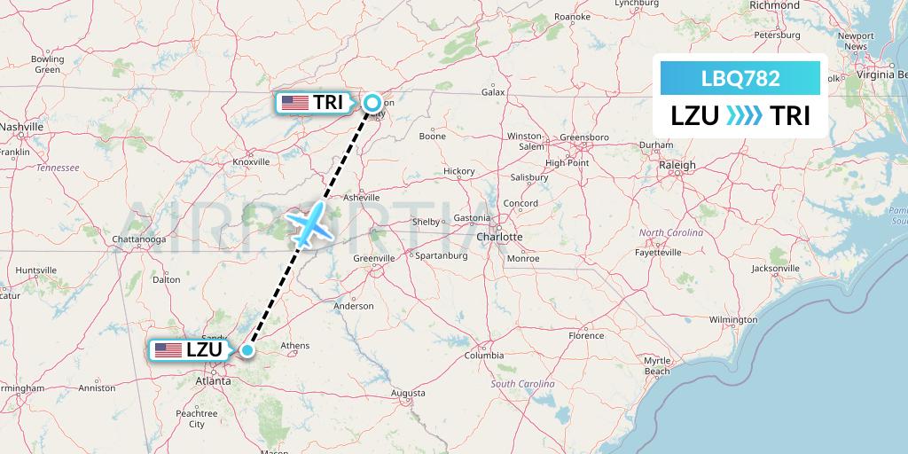 LBQ782 Quest Diagnostics Flight Map: Lawrenceville to Blountville