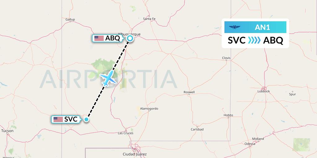 AN1 Advanced Air Flight Map: Silver City to Albuquerque