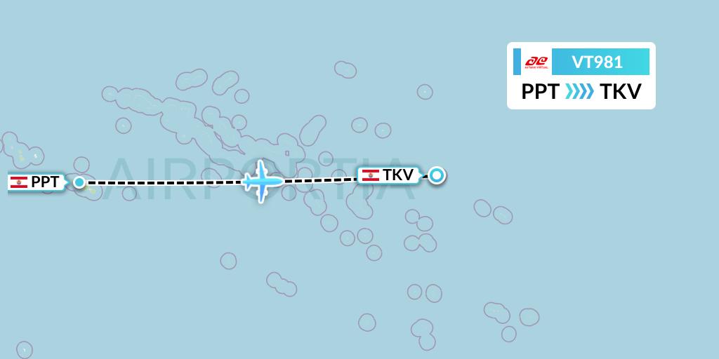 VT981 Air Tahiti Flight Map: Papeete to Tatakoto
