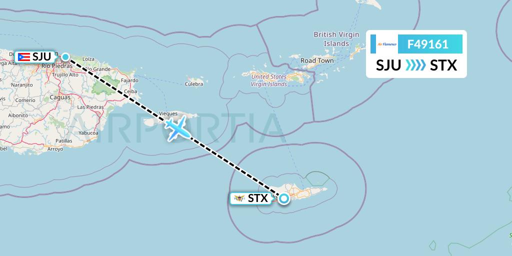F49161 Air Flamenco Flight Map: San Juan to St. Croix