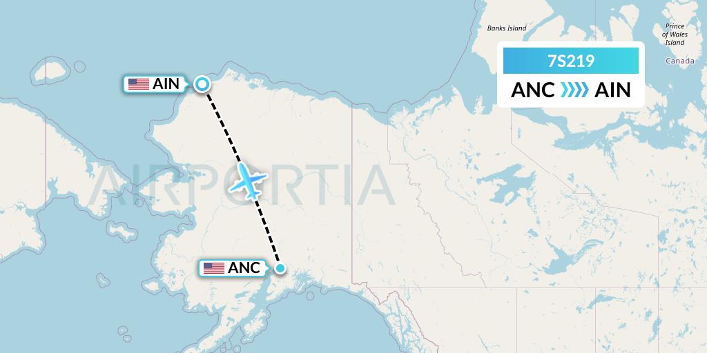 7S219 Ryan Air (USA) Flight Map: Anchorage to Wainwright