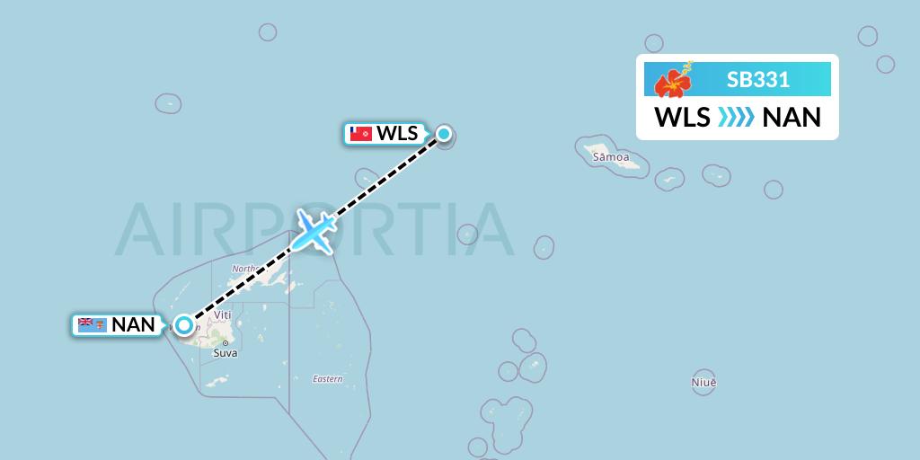 SB331 Aircalin Flight Map: Wallis to Nadi