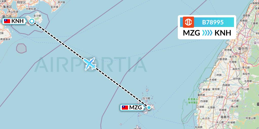 B78995 UNI Air Flight Map: Makung to Kinmen