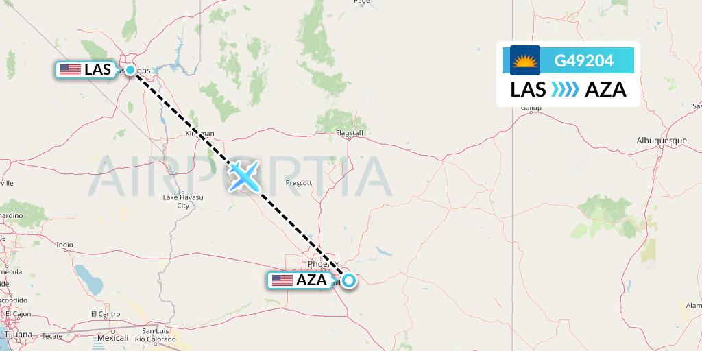 G49204 Allegiant Air Flight Map: Las Vegas to Phoenix