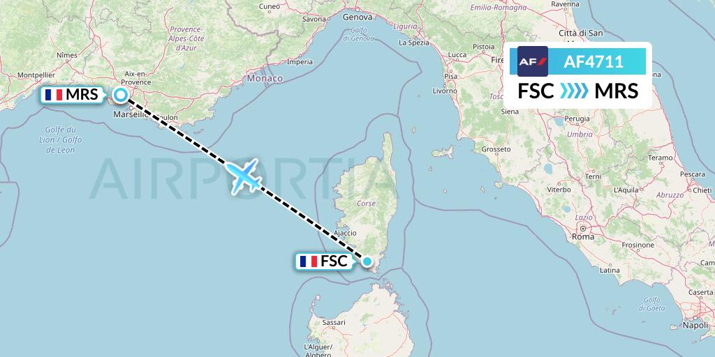 AF4711 Air France Flight Map: Figari to Marseille