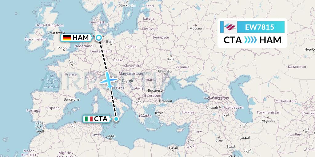 EW7815 Eurowings Flight Map: Catania to Hamburg