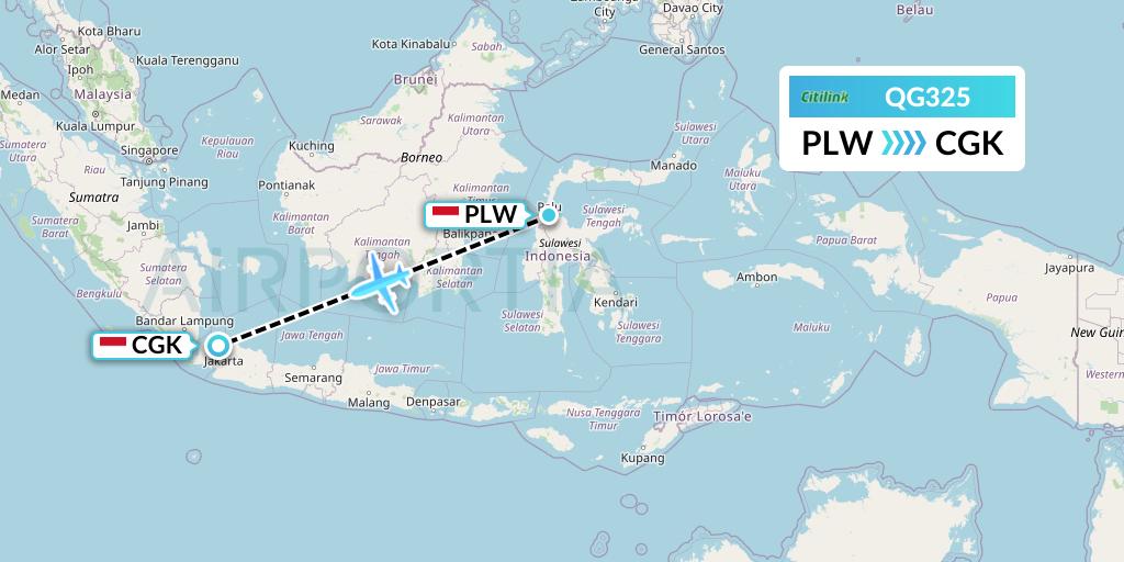 QG325 Citilink Flight Map: Palu to Jakarta
