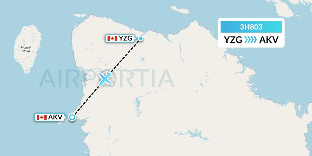 3H803 Air Inuit Flight Map: Salluit to Akulivik