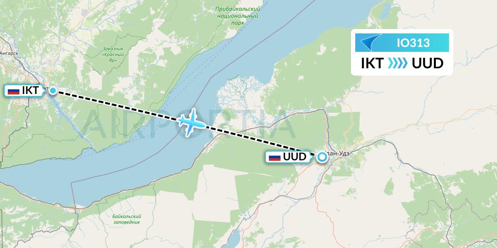 IO313 IrAero Flight Map: Irkutsk to Ulan-Ude