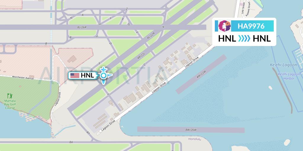 HA9976 Hawaiian Airlines Flight Map: Honolulu to Honolulu