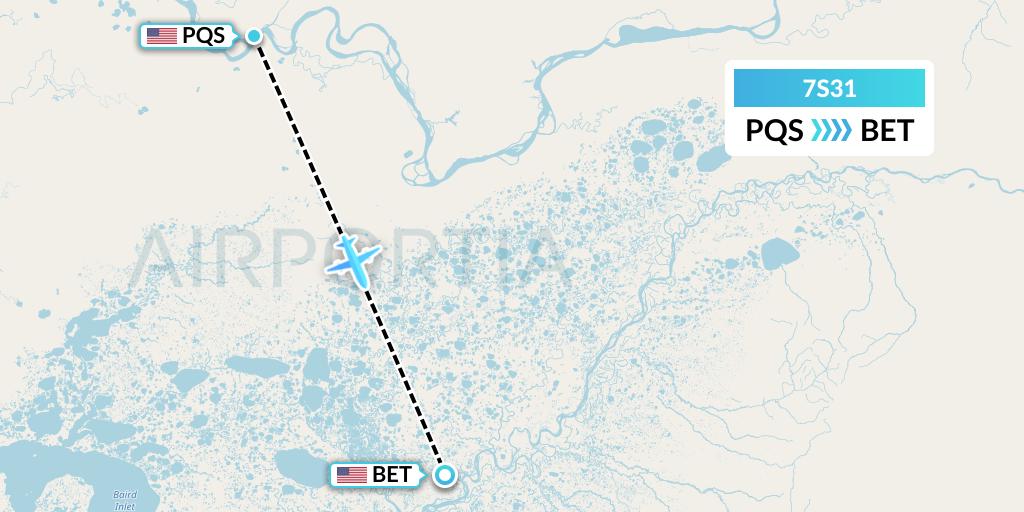 7S31 Ryan Air (USA) Flight Map: Pilot Station to Bethel