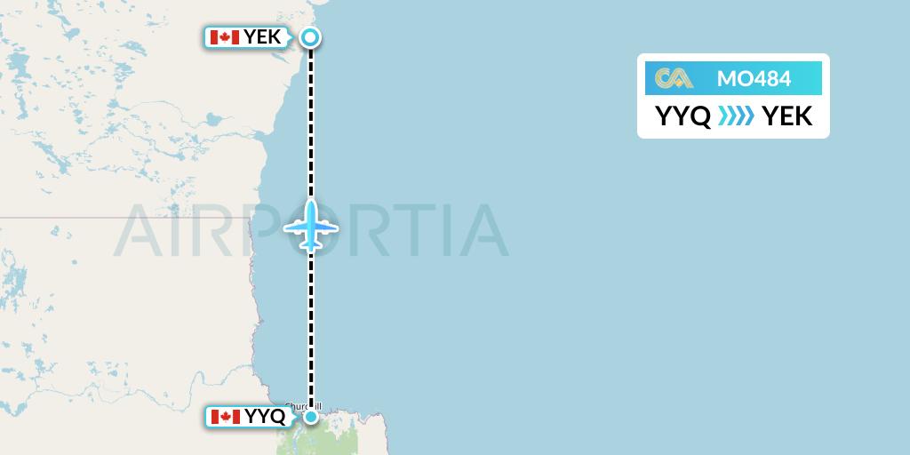 MO484 Calm Air Flight Map: Churchill to Arviat