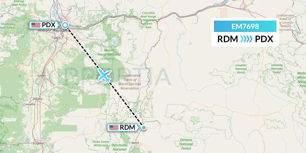 EM7698 Empire Airlines Flight Map: Redmond to Portland