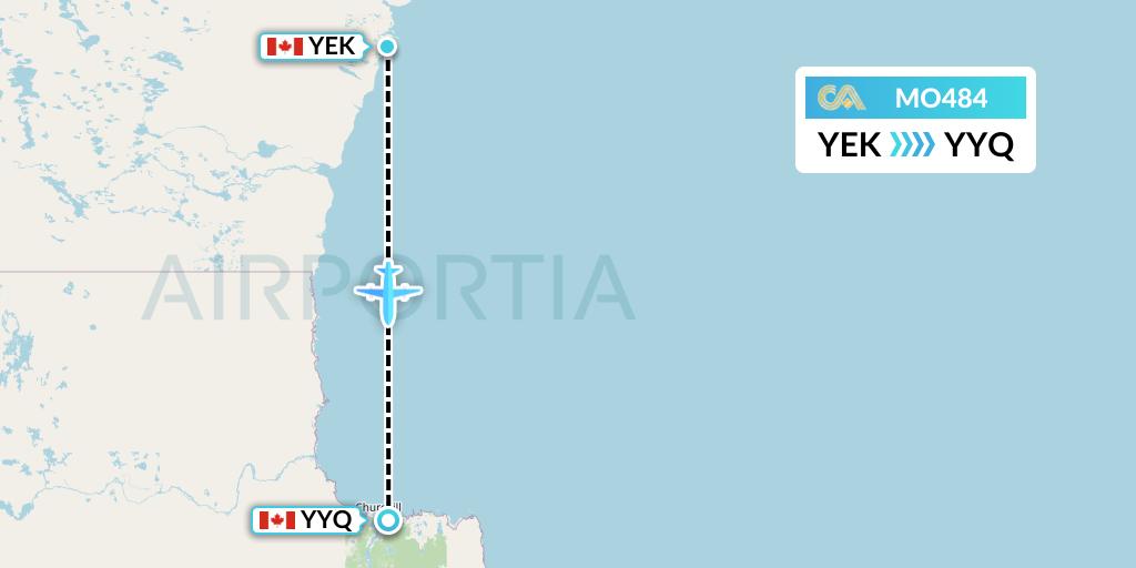 MO484 Calm Air Flight Map: Arviat to Churchill