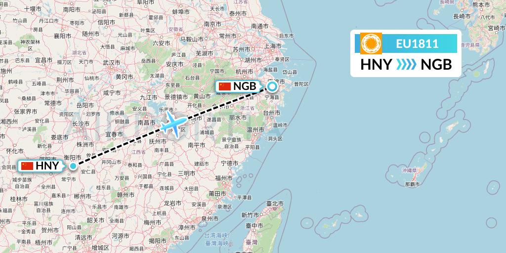 EU1811 Chengdu Airlines Flight Map: Hengyang to Ningbo
