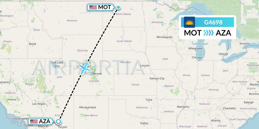 G4698 Allegiant Air Flight Map: Minot to Phoenix