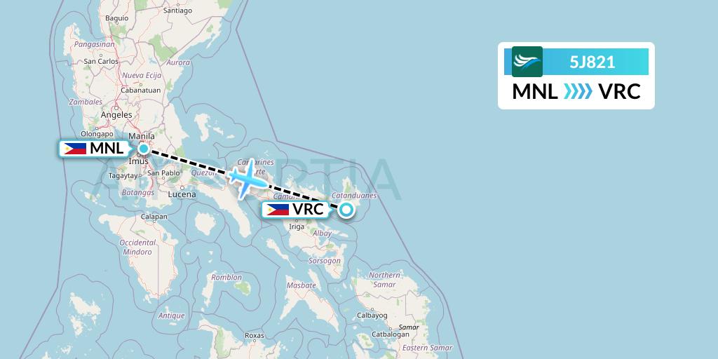 5J821 CEBU Pacific Air Flight Map: Manila to Virac