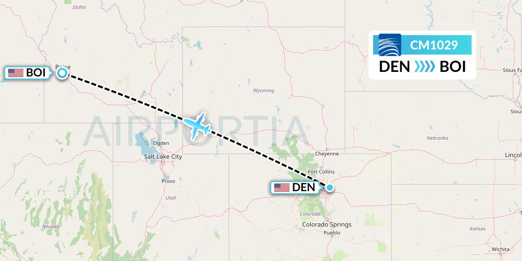 CM1029 Copa Airlines Flight Map: Denver to Boise