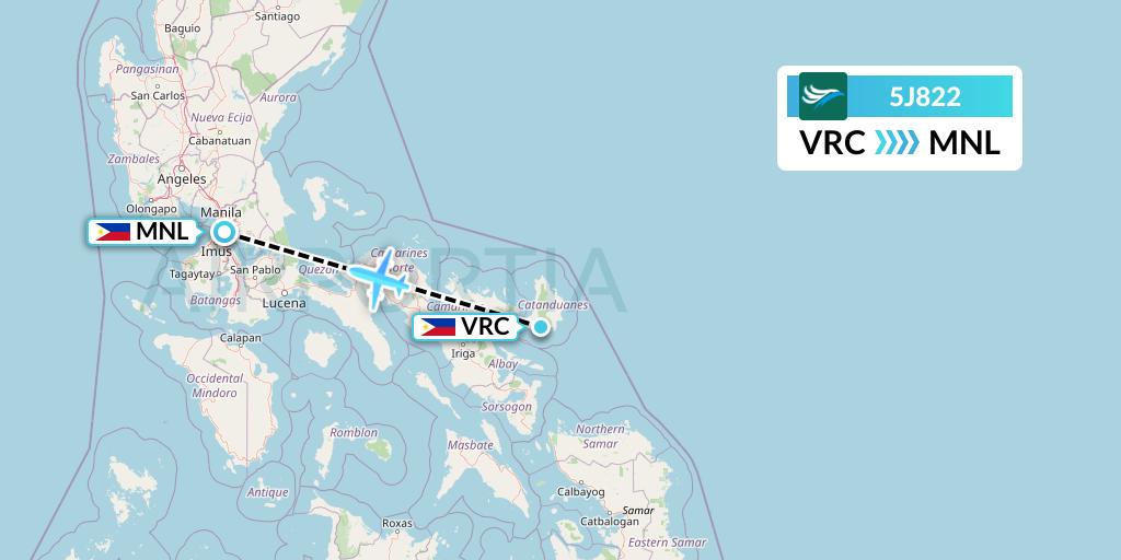 5J822 CEBU Pacific Air Flight Map: Virac to Manila