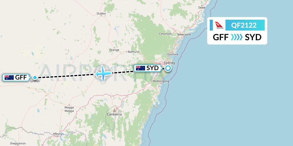 QF2122 Qantas Flight Map: Griffith to Sydney