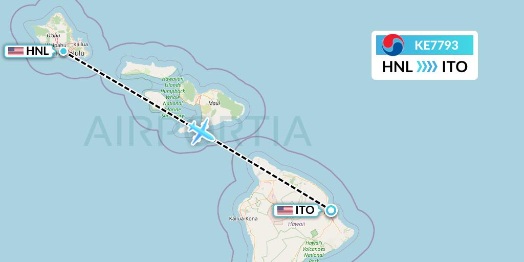 KE7793 Korean Air Flight Map: Honolulu to Hilo
